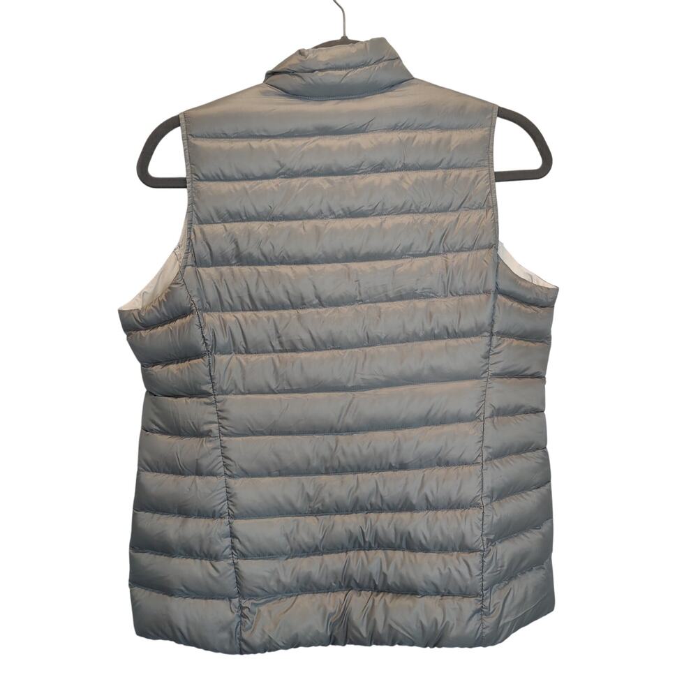 REI Co-op Women's Sz S Grey White Sleeveless Down Puffer Vest Zip Up Packable - Picture 4 of 5
